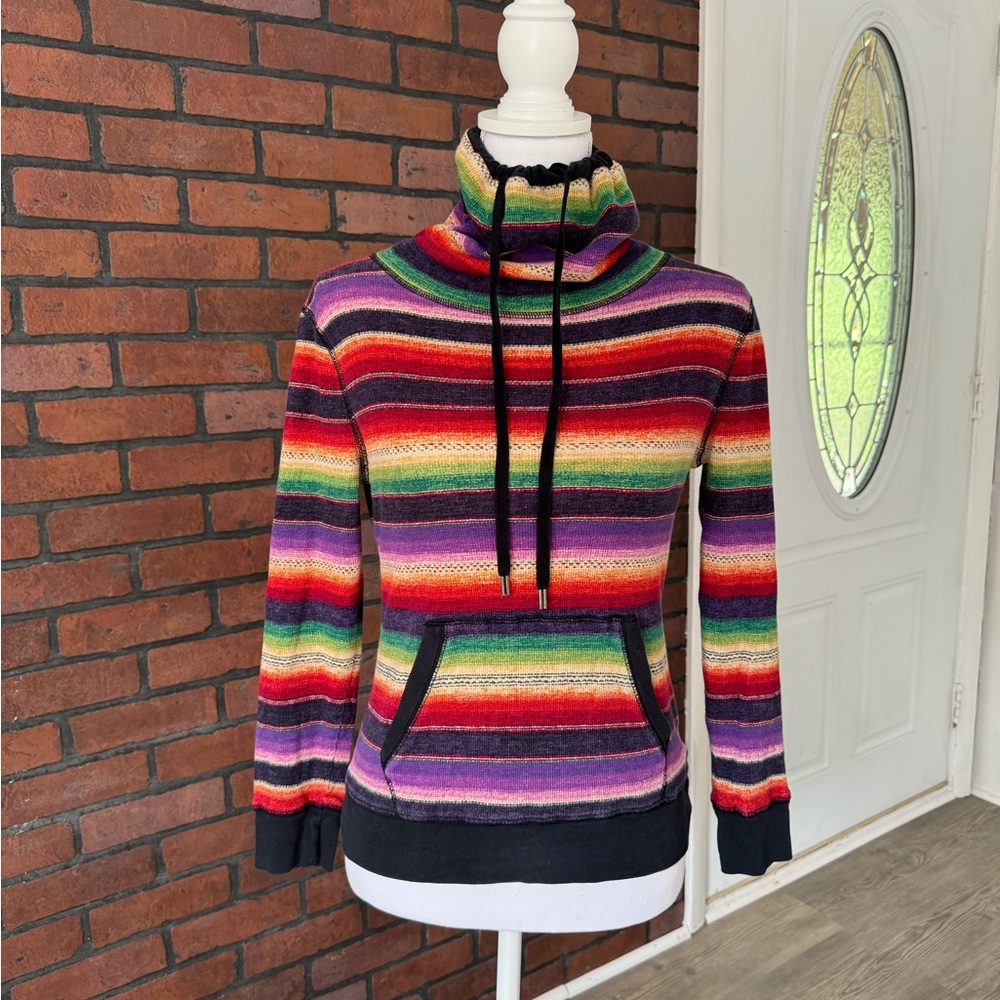 Lauren Ralph Lauren Petite Small Rainbow Stripe Funnel Neck Pullover Sweater